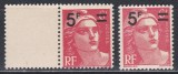 Franta 1949 - Marianne de Gandon, Supratipar, Rosu si Carmin, MNH, Nestampilat