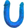 Dildo Dublu Baile Double Dong, Material TPR, 30.5cm, Albastru, Texturat si Venos, Sex Shop