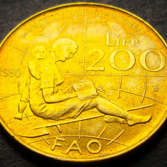 Moneda FAO 200 LIRE - ITALIA, anul 1980 * cod 3535