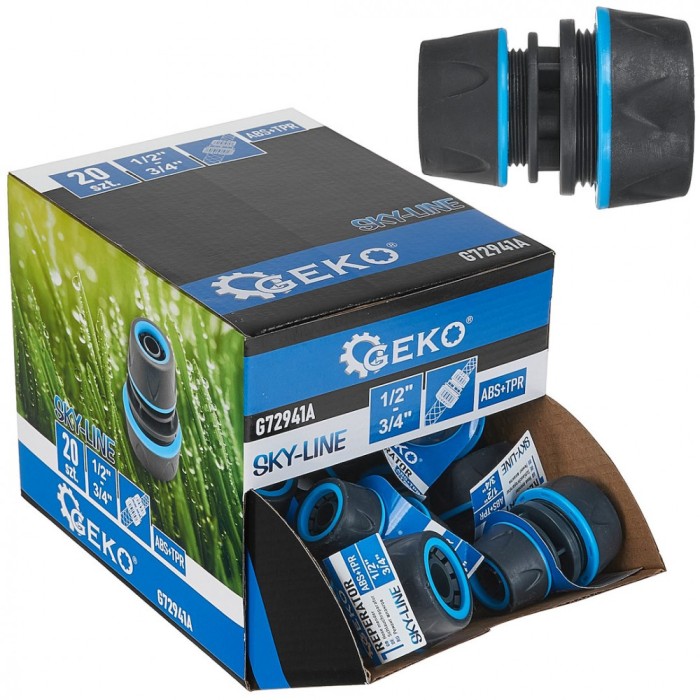 Set conectori reparare furtun de la 1 / 2&quot; la 3 / 4&quot;, 20 bucati, Geko G72941A