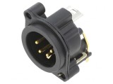 Soclu XLR 4 Pin Unghi 90&deg; Negru 6A, Neutrik