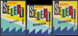 Romania anii 60-70 - Set 3 vignete de bagaje Hotel SELECT din Mamaia (varietati), ONT Carpati, etichete hoteliere, promovare turistica