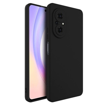 Husa pentru huawei nova 9 se, flippy, liquid silicone, cu microfibra pe interior, protectie antisoc, negru foto