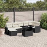 Gossi set mobilier de gradina cu perne, 8 piese, negru, poliratan