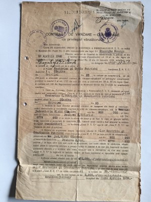 Contract de vanzare-cumparare cu privilegiul vanzatorului, 1941 Ploesti / CD1P foto