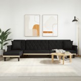 VidaXL Canapea extensibilă &icirc;n formă de L negru 271x140x70 cm catifea