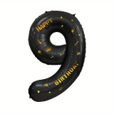 Balon din folie metalizata flippy, figurina cifra, scris happy birthday, tema aniversare 100 cm, ambalaj individual, pai inclus, umflare cu aer sau he