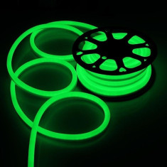 Furtun luminos Neon flexibil verde, profil 1.8x2.5 cm, IP66 foto