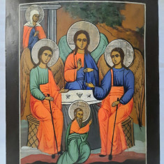 Icoana Noul Testament/ Sfanta Treime dupa Rublev,19th, RARA, doc. 43.3x35cm