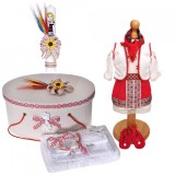 Set costum rochita populara, trusou botez, cutie trusou si lumanare, decor