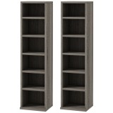 HOMCOM Bibliotecă Raft pentru CD/DVD, Set 2 Bucăți cu 12 Rafturi pentru 204 CD-uri, 21x22,5x88,5 cm, Gri &Icirc;nchis | Aosom Romania