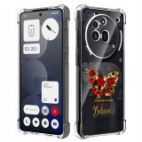 Husa antisoc pentru nothing phone (3a) pro - airbag tpu, col&Egrave;uri ranforsate- butterfly rosu