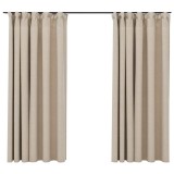 Cumpara ieftin Draperii opace aspect in, cu carlige, 2 buc., bej, 140x175 cm