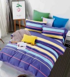 Cumpara ieftin Lenjerie de pat pentru o persoana cu husa elastic pat si fata perna patrata, Apenzell, bumbac mercerizat, multicolor