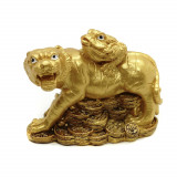 Statueta feng shui tigru auriu cu broasca raioasa - 10cm, Stonemania Bijou