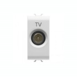 COAXIAL TV Priza, CLASS A SHIELDING - IEC MALE CONNECTOR 9,5mm - DIRECT WITH CURRENT PASSING - 1 MODULE - TITANIUM - CHORUS