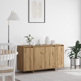 Bufet vidaXL Stejar Artisan, Lemn, 135x41x75cm, Maro - Bufet Living Modern cu 3 Usi si Spatiu Depozitare