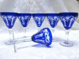SET PAHARE CRISTAL COLORAT ALBASTRU SAFIR - PAHARE TUICA LICHIOR 11.5 CM