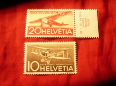 2 Timbre Elvetia 1944 - Aviatie , val. 10 + 20 C foto