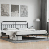 VidaXL Cadru de pat metalic cu tăblie, negru, 200x200 cm
