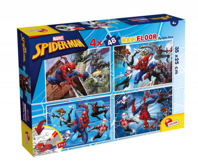 Puzzle de colorat maxi - Spiderman (4 x 48 de piese) foto