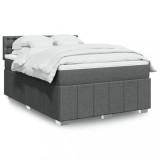 Cumpara ieftin Pat box spring cu saltea, gri &icirc;nchis, 140x190 cm, textil