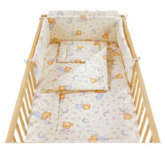 Lenjerie de pat 5 piese Crem Teddy Stelute, 120 x 60 cm, My Kids