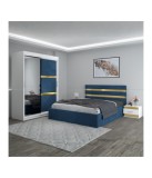 Dormitor Clio Albastru Cu Dulap Tapitat 180x200cm