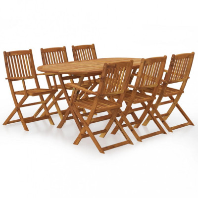 vidaXL Set mobilier de exterior pliabil, 7 piese, lemn masiv de acacia foto