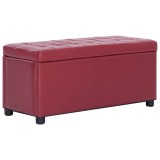 Cumpara ieftin Taburet de depozitare, rosu vin, 87,5 cm, piele ecologica