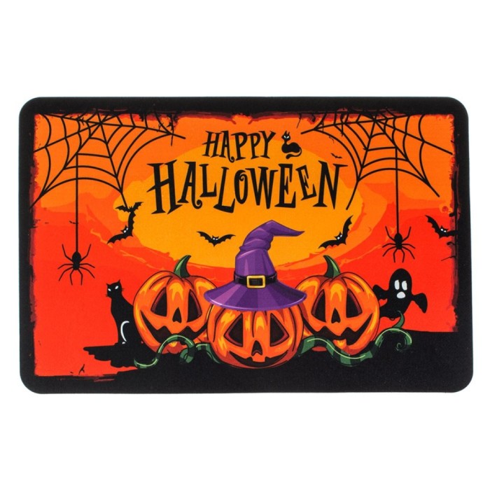 Covoraș Usa Halloween, Model Dovleci, 60x40cm, Multicolor