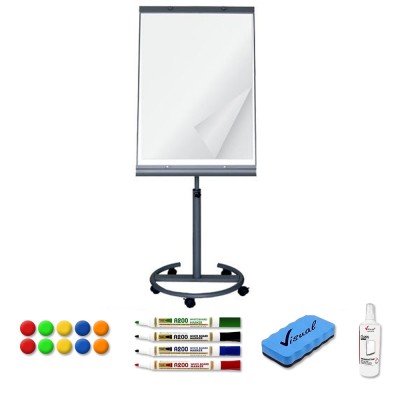 Pachet Flipchart magnetic mobil 70&amp;amp;#215;100 cm, cu accesorii incluse, VISUAL foto