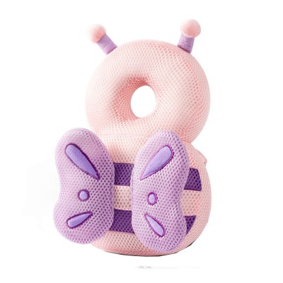 Rucsac cu pern&amp;Auml; de protec&amp;Egrave;ie pentru cap, design flutura&amp;Egrave;, tetier&amp;Auml; ergonomic&amp;Auml; pentru bebelu&amp;Egrave;i, 33x6x19 cm, 180 g, roz-mov foto