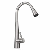 Baterie Bucatarie Alessandro DESIGN, Inox SUS304, Dus Extractibil, Monocomanda, Pipa Pivotanta, Inox Satinat