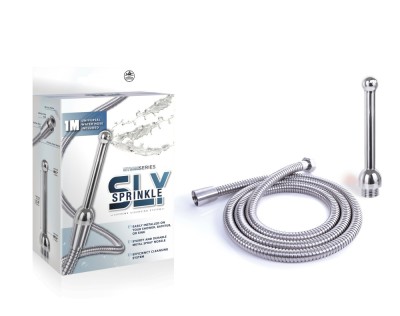 Sistem Irigator Intim Hydro Series Sly Sprinkle Supreme Cleansing System &amp;ndash; Beaded Tip Straight, Argintiu foto