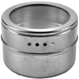 Recipient Metalic Condimente, Diametru 6 cm, &Icirc;nălțime 4 cm, Magnetice, Argintii, Oem