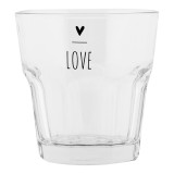 Set 6 pahare sticla transparenta neagra Love &Oslash; 8x8 cm / 200 ml