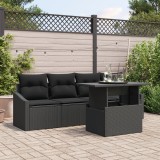 Gossi set canapea gradina 5 piese cu perne negre din ratan poli