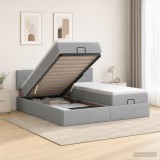 Cumpara ieftin Pat ottoman cu saltea cu headboard 2 buc. Gri deschis Tesatura