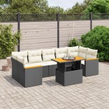 Cumpara ieftin Gossi set mobilier de gradina cu perne, 8 piese, negru, poliratan