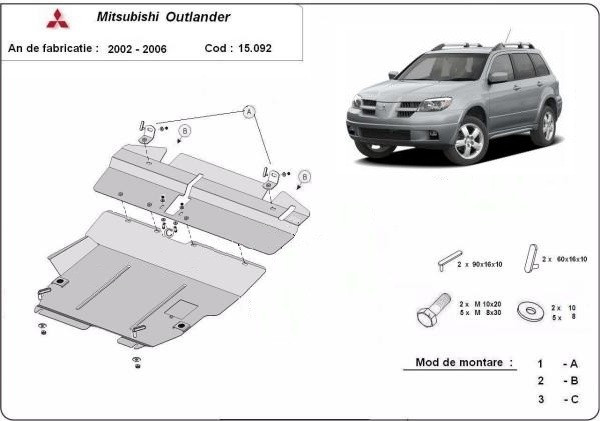 Scut motor metalic Mitsubishi Outlander 2003-2007