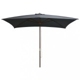 Cumpara ieftin Umbrelă de soare exterior, st&acirc;lp lemn, 200x300 cm, antracit