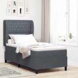 vidaXL Pat cu arcuri cu saltea Gri &icirc;nchis 90 x 190 cm Catifea 3340851