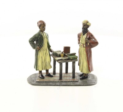 Doi scribi arabi-statueta din bronz pictat ND-34 foto