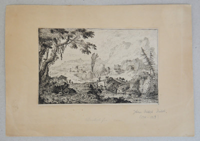 Johann Christoph Dietzsch &amp;quot;peisaj&amp;quot; gravura cca 1760 foto