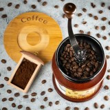 Rasnita Cafea Manuala Kinghoff, 19cm, Mecanism Ceramic, Otel Inoxidabil, Macinare Ajustabila, Traditionala, Boabe