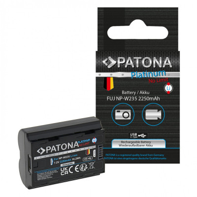 Acumulator Patona Platinum NP-W235 2250mAh cu USB-C pentru FujiFilm X-T4 XT4-1371 foto