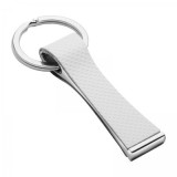 Cumpara ieftin Breloc elegant din metal cu piele ecologica, argintiu, cu inel pentru chei, 8.7 x 3.2 x 1.1 cm, cutie inclusa