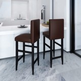 vidaXL Scaune de bar, 2 buc., maro &icirc;nchis, piele ecologică