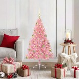 vidaXL Pom de Crăciun artificial pre-iluminat Roz 120 cm PVC 3397054